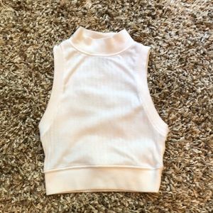 White high-neck cropped tank